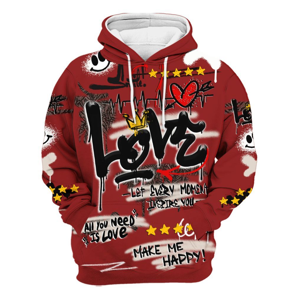 Hoodie To Match World’s Best Dad 3s - Happy Love Beats Graffiti Streetwear All Over Print