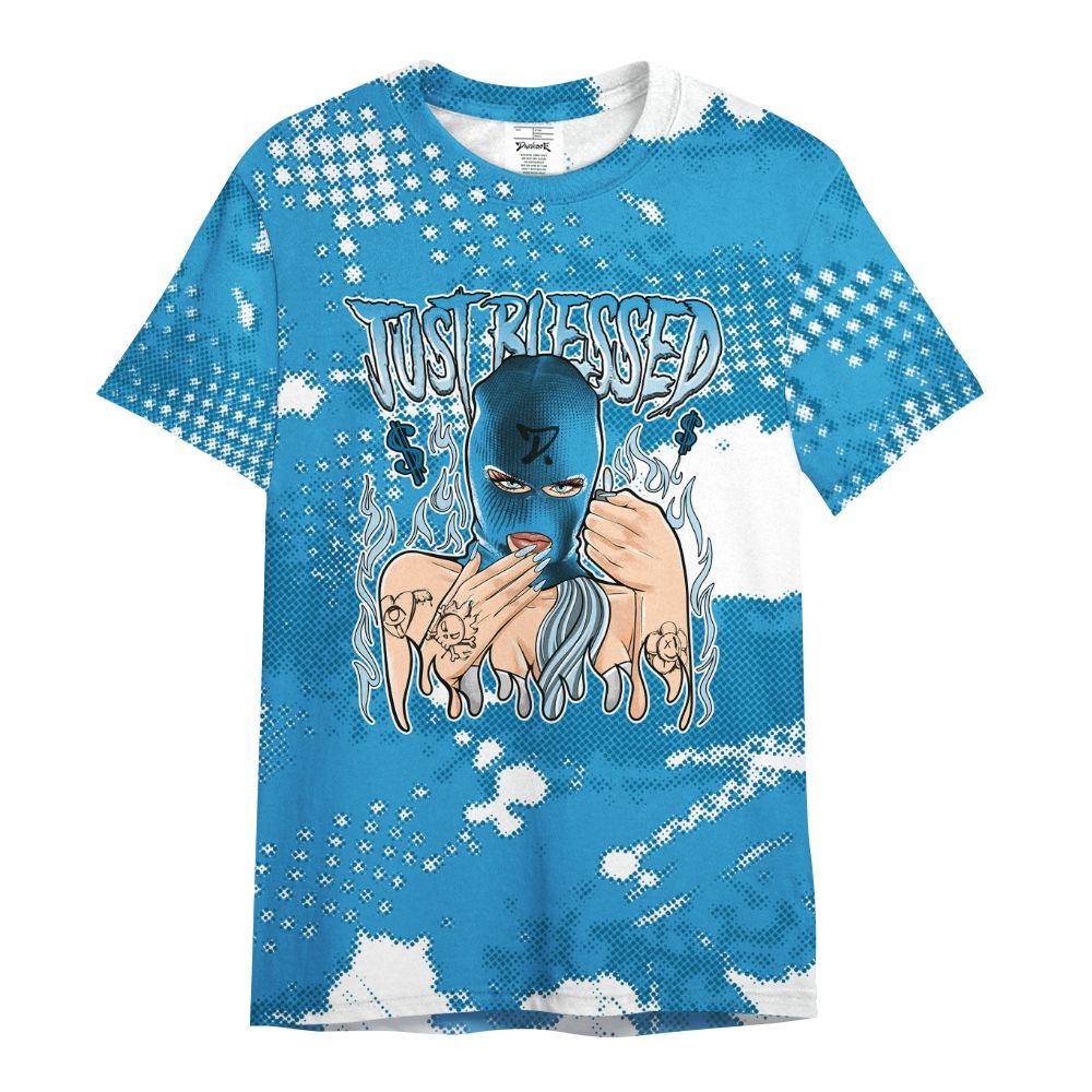 Shirt To Match Powder Blue 9s - Blessed!! Smoke Dot All Over Print