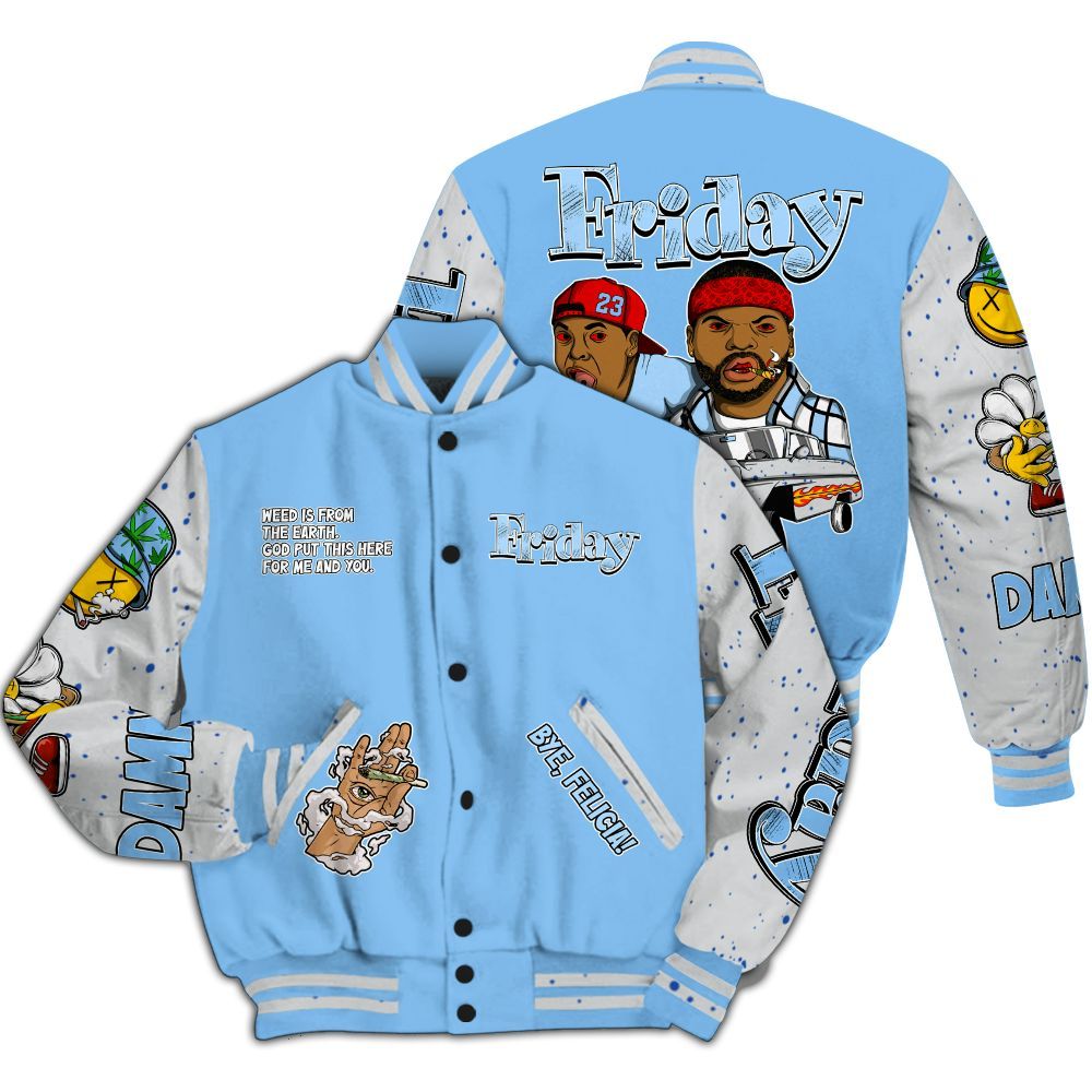 Varsity Jacket To Match University Blue 5s - Friday Sneaker Stress Style All Over Print