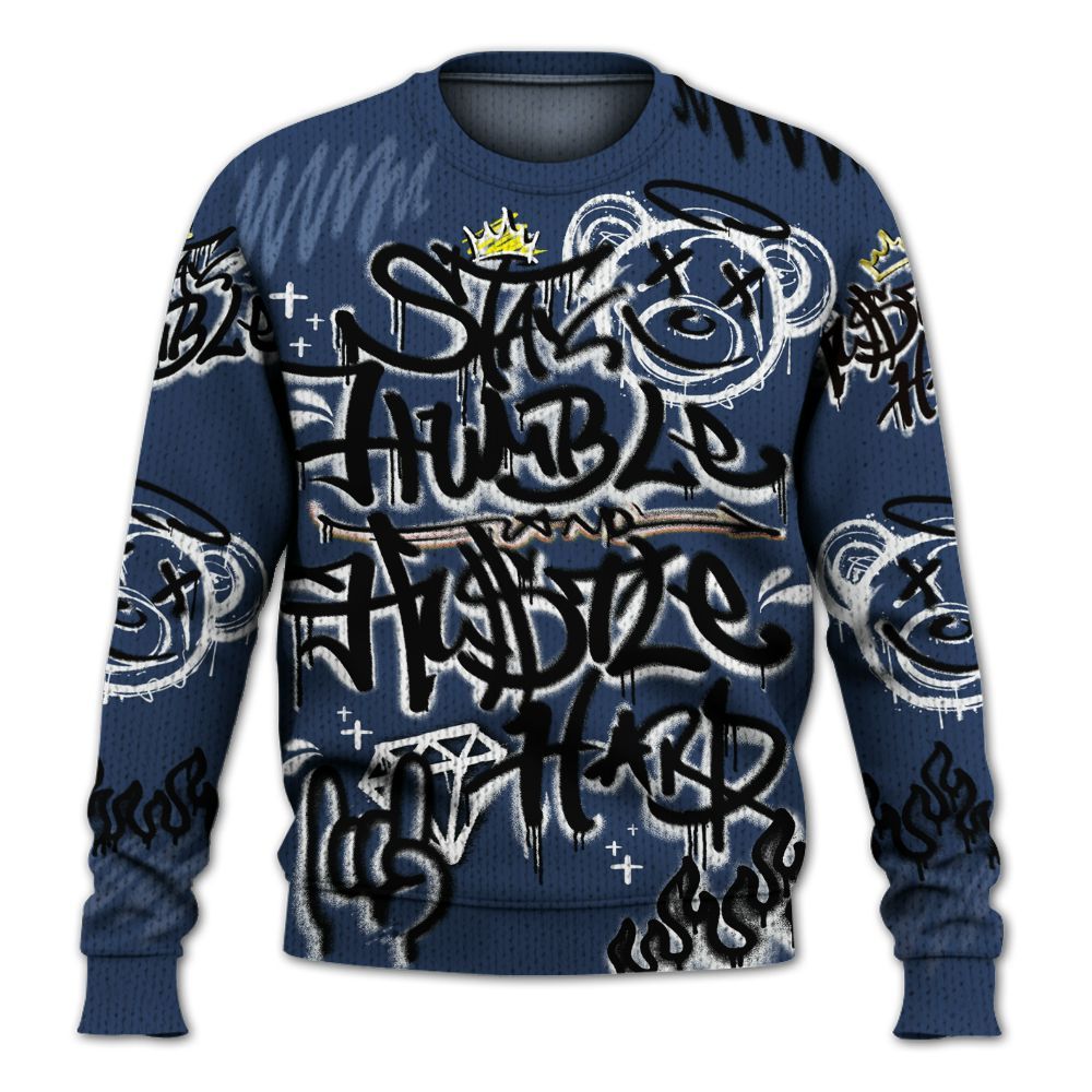 Knitted Sweater To Match Low 85 Metallic Blue 1s - Humble Drip Streetwear Graffity