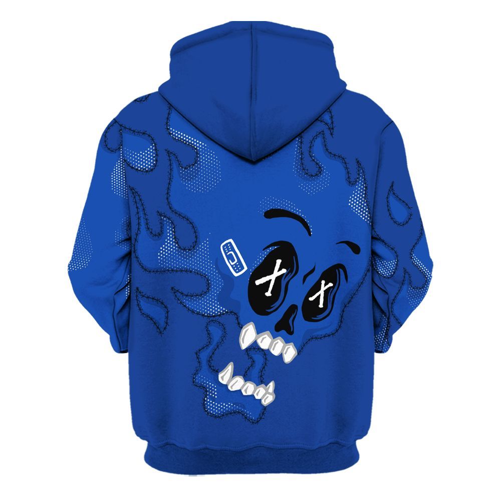 Hoodie To Match Air Foamposite One Royal - All Hustle No Lucky Skull All Over Print