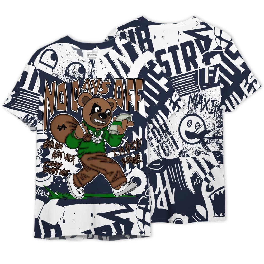 Shirt To Match Midnight Navy 13s - No Day Off Bear Monogram Graffiti Shirt Unisex