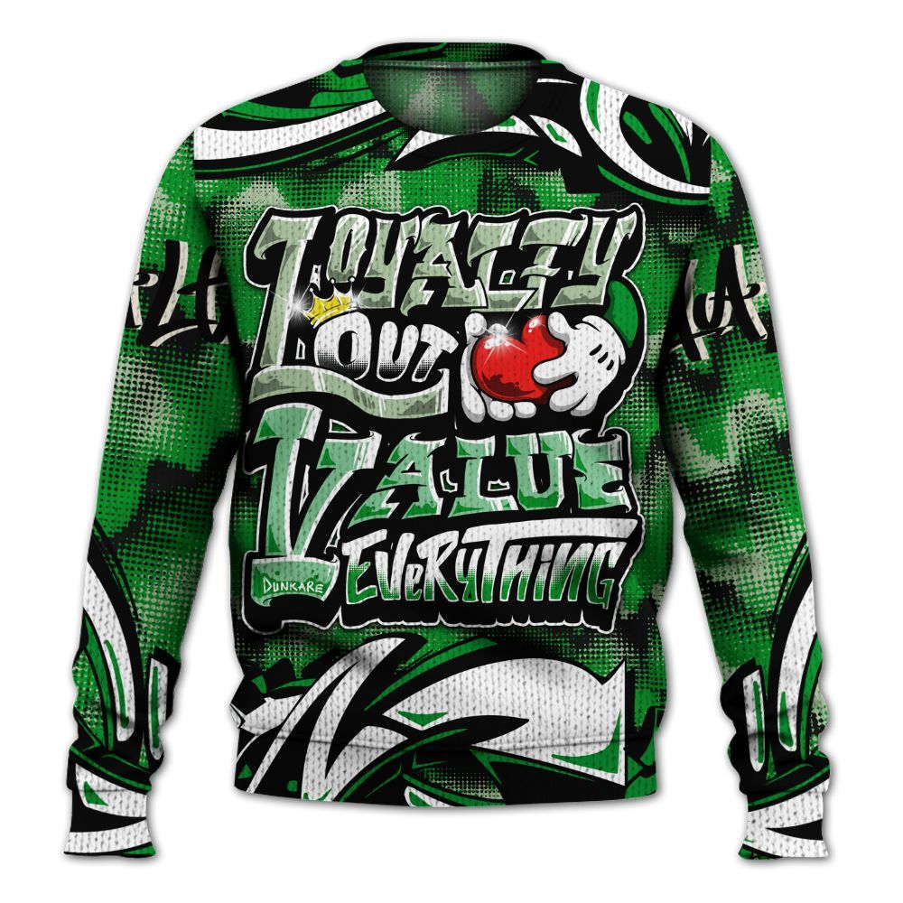 Sweater To Match Green Spark CJ1 T-Rex - Loyalty Out Value Graffiti Graphic