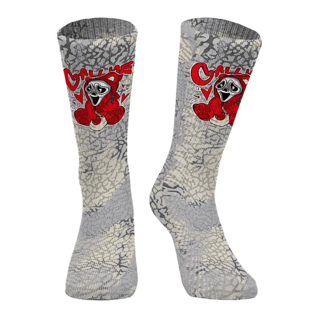Sock To Match Cement Grey 3s - Call Me Bear Halloween Abstract Halftone