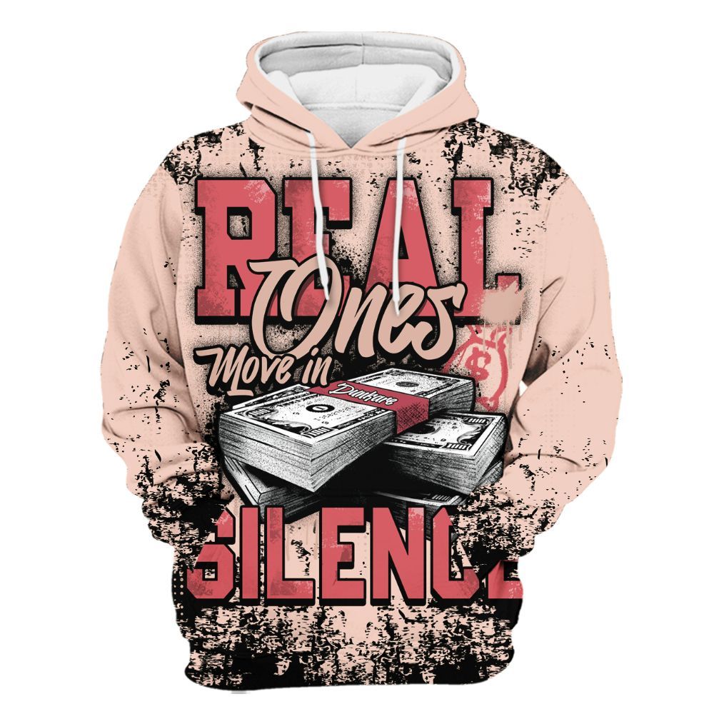 Hoodie To Match Washed Coral 2s Shirt, Move In Silence Money Street Retro All Over Print