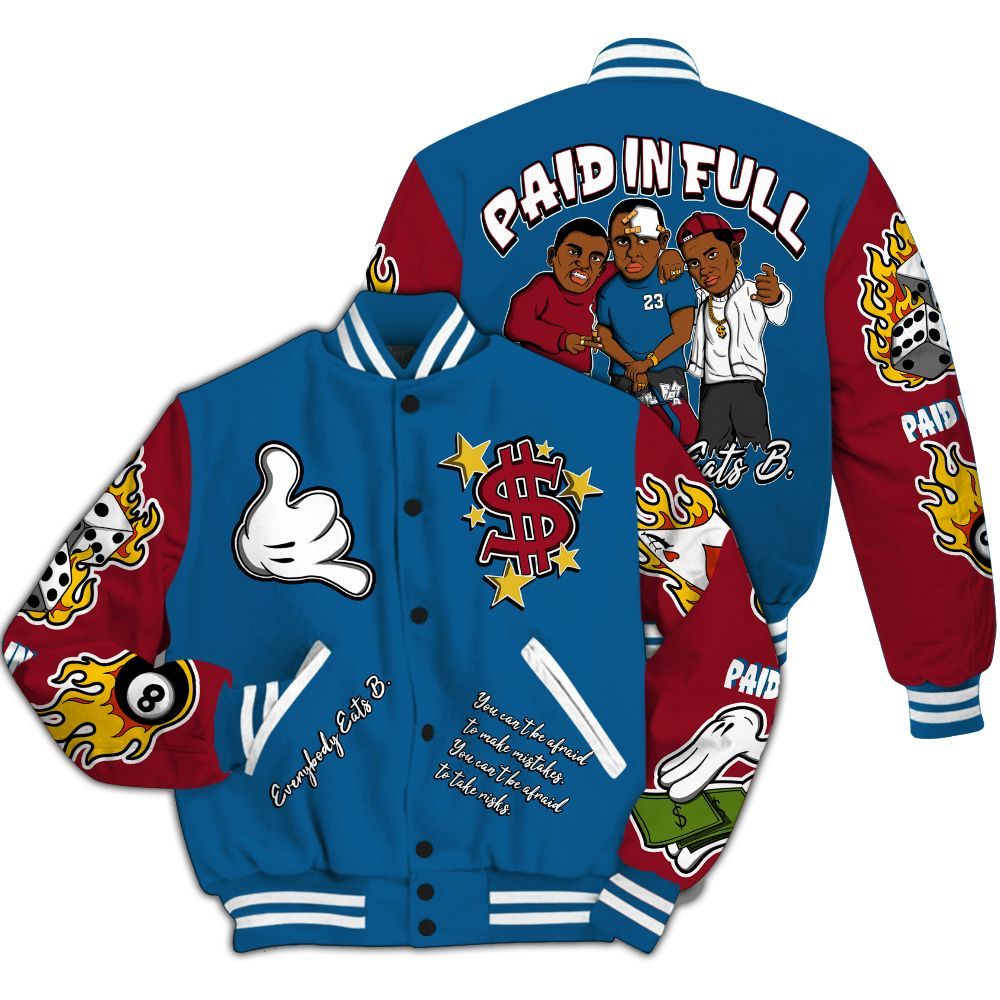 Varsity Jacket To Match Mid Team USA 1s - Everybody Paid In Full Graphic All Over Print