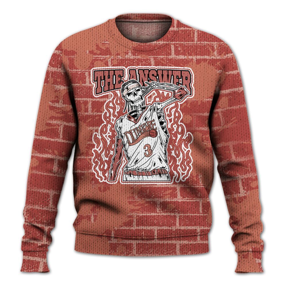 Knitted Sweater To Match Dune Red 13s - Allen Answer Skeleton Brick