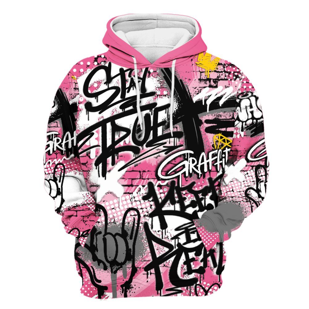 Hoodie To Match Air Max SNDR Hyper Pink - True It Real Graffiti Streetwear All Over Print