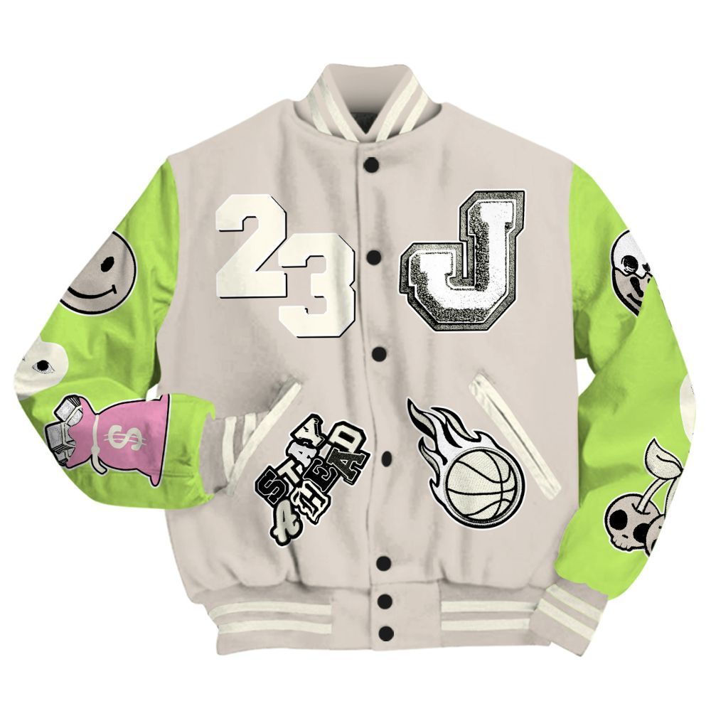 Varsity Jacket To Match Jack Black Night Silver - Hustles Money Number 23 All Over Print