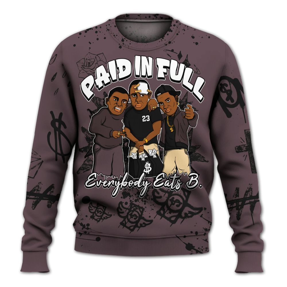 Sweatshirt To Match AMM Black 3s - Everybody Paid In Full Crayon All Over Print