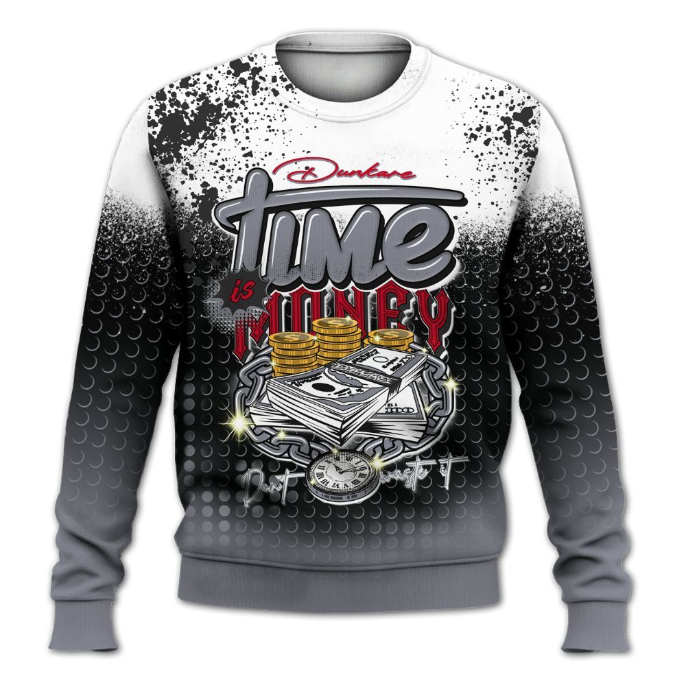 Sweatshirt To Match Retro Black Flint 13s - Halftone Time Is Money All Over Print