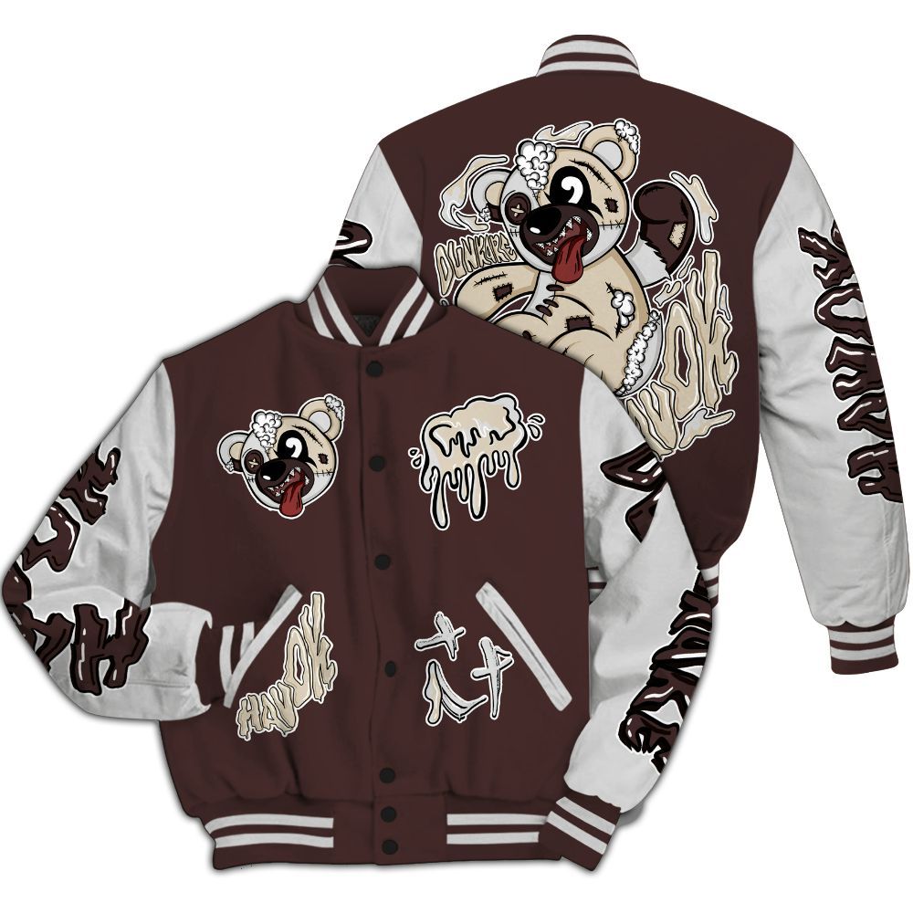 Varsity Jacket To Match Burgundy Crush 3s - Havok Bear All Over Print