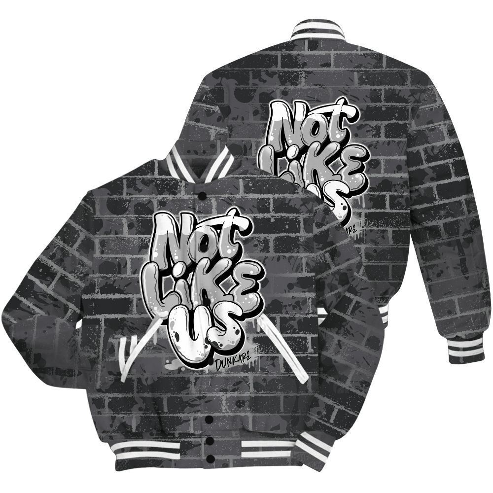 Varsity Jacket To Match White Thunder 4s Shirt - None Like Us Graphic Brick Art All Over Print