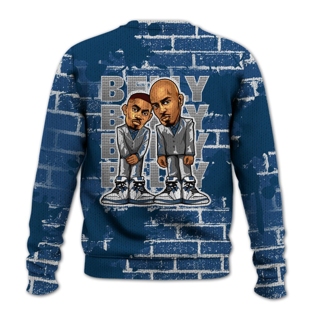 Knitted Sweater To Match High OG Midnight Navy 1s - Belly Sneakers Graphic Halloween