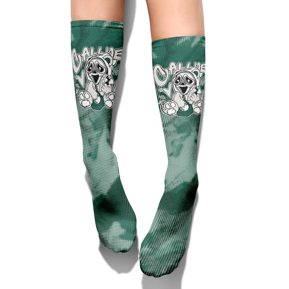 Sock To Match Oxidized Green 4s - Call Me Bear Halloween Abstract Halftone