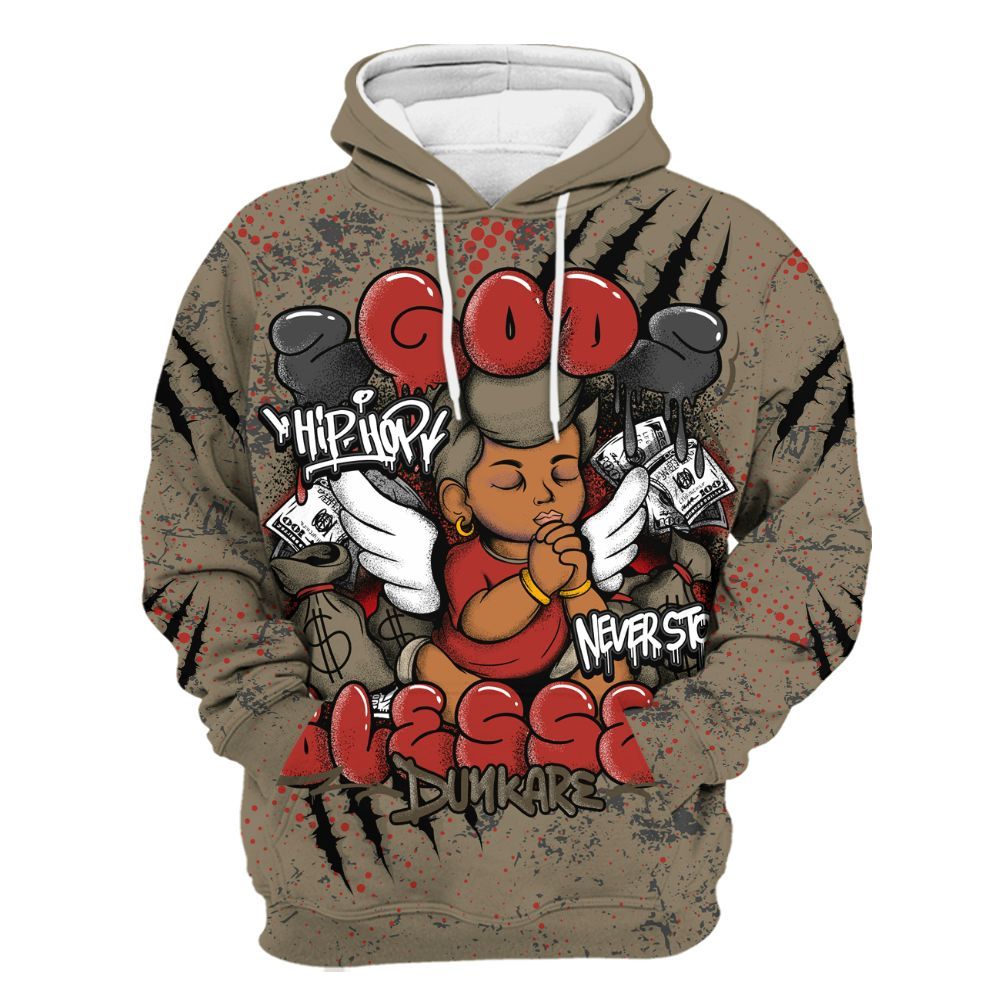 Hoodie To Match Olive 9s - God Blessed All Over Print