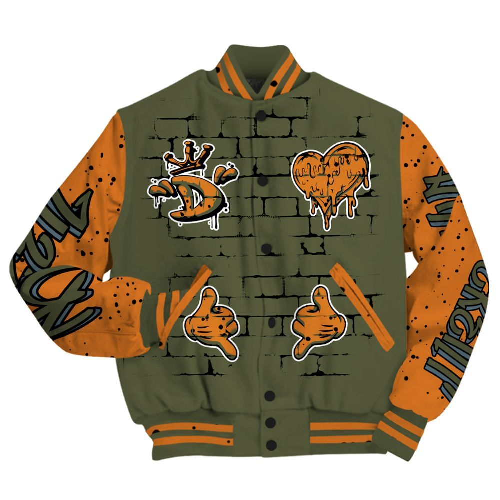 Varsity Jacket To Match Olive 5s - Been Different Grunge Graffiti All Over Print
