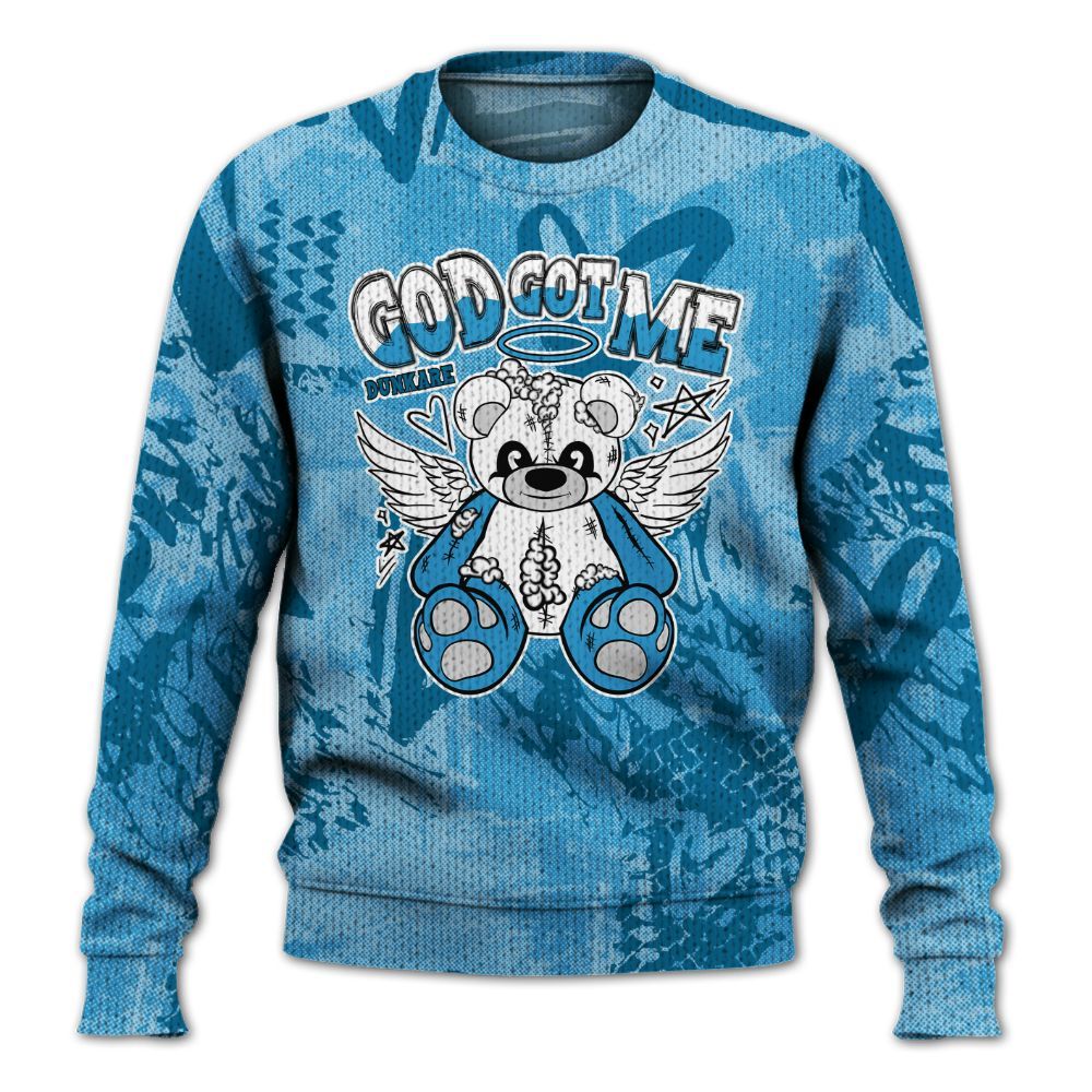 Knitted Sweater To Match Powder Blue 9s - Gods Guides Me Bear Heart Grunge