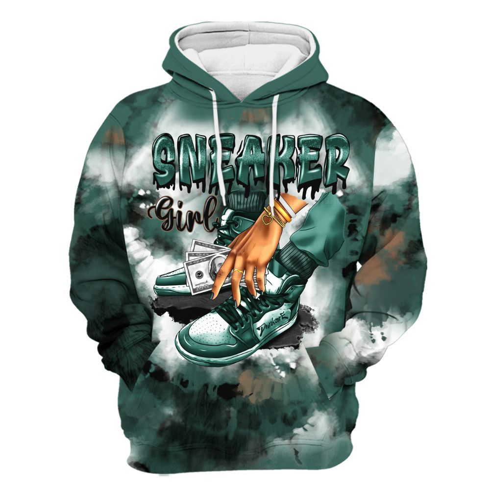 Hoodie To Match Low OG Oxidized Green 1s - SNEAKER Girl Money Drip Tie Dye All Over Print