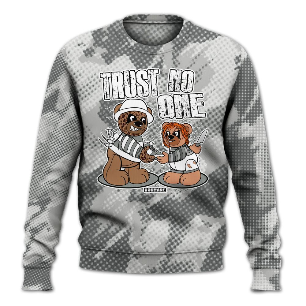 Sweatshirt To Match Retro Wet Cement 4s - Trust No One Bear Abstract Halftone All Over Print