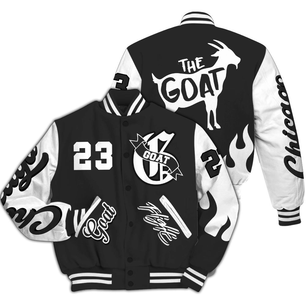 Varsity Jacket To Match White Thunder 4s - The G.O.A.T Flight Streetwear All Over Print