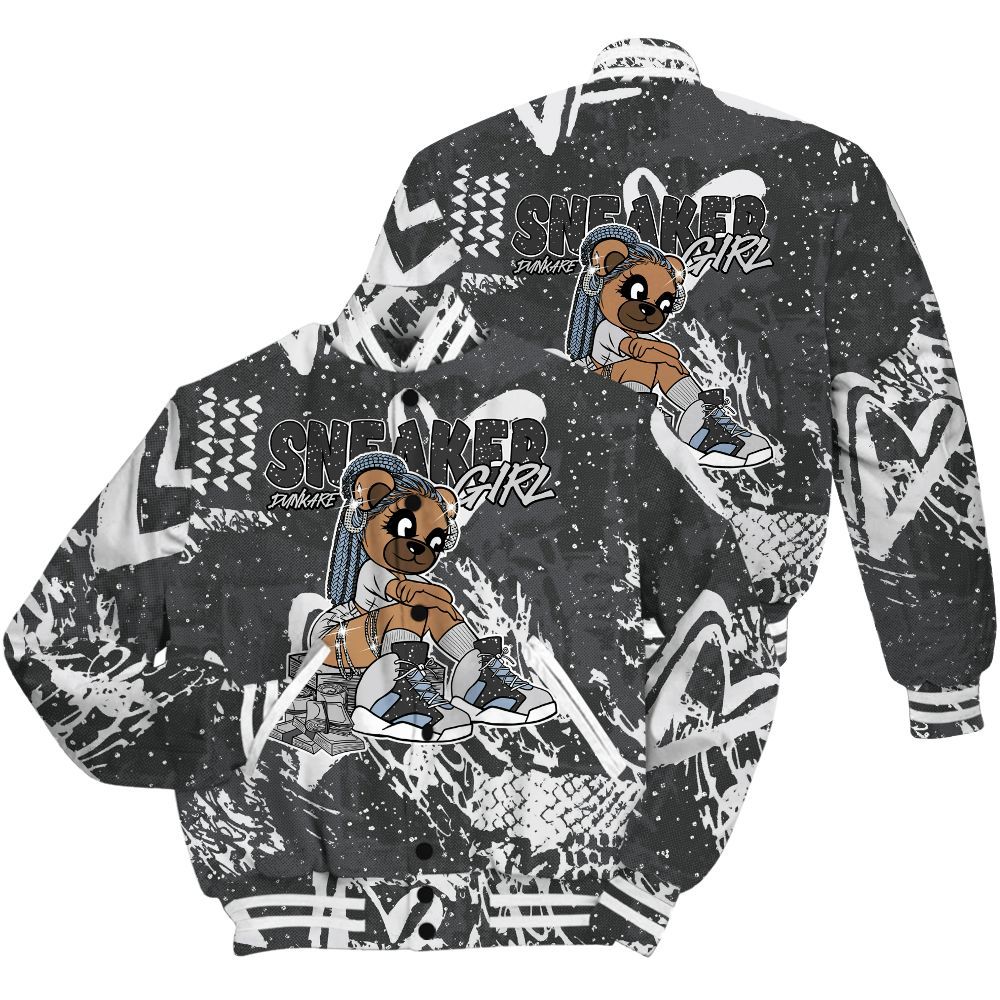 Varsity Jacket To Match Reverse Black White 6s Shirt - Sneaker Girl Bear Heart Grunge All Over Print