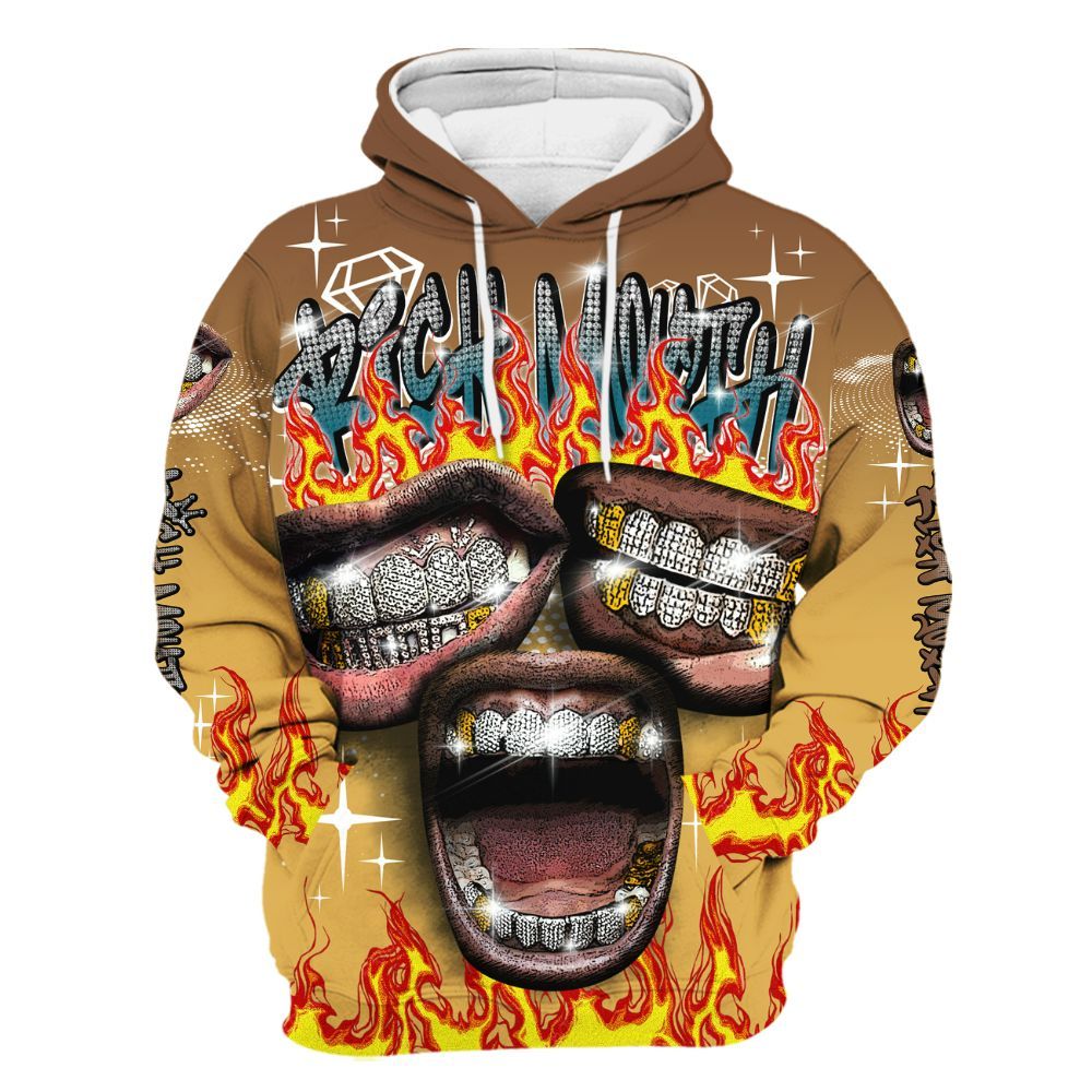 Hoodie To Match Retro Cacao Wow 4s - Rich Mouth Fire Rap Retro 90s All Over Print