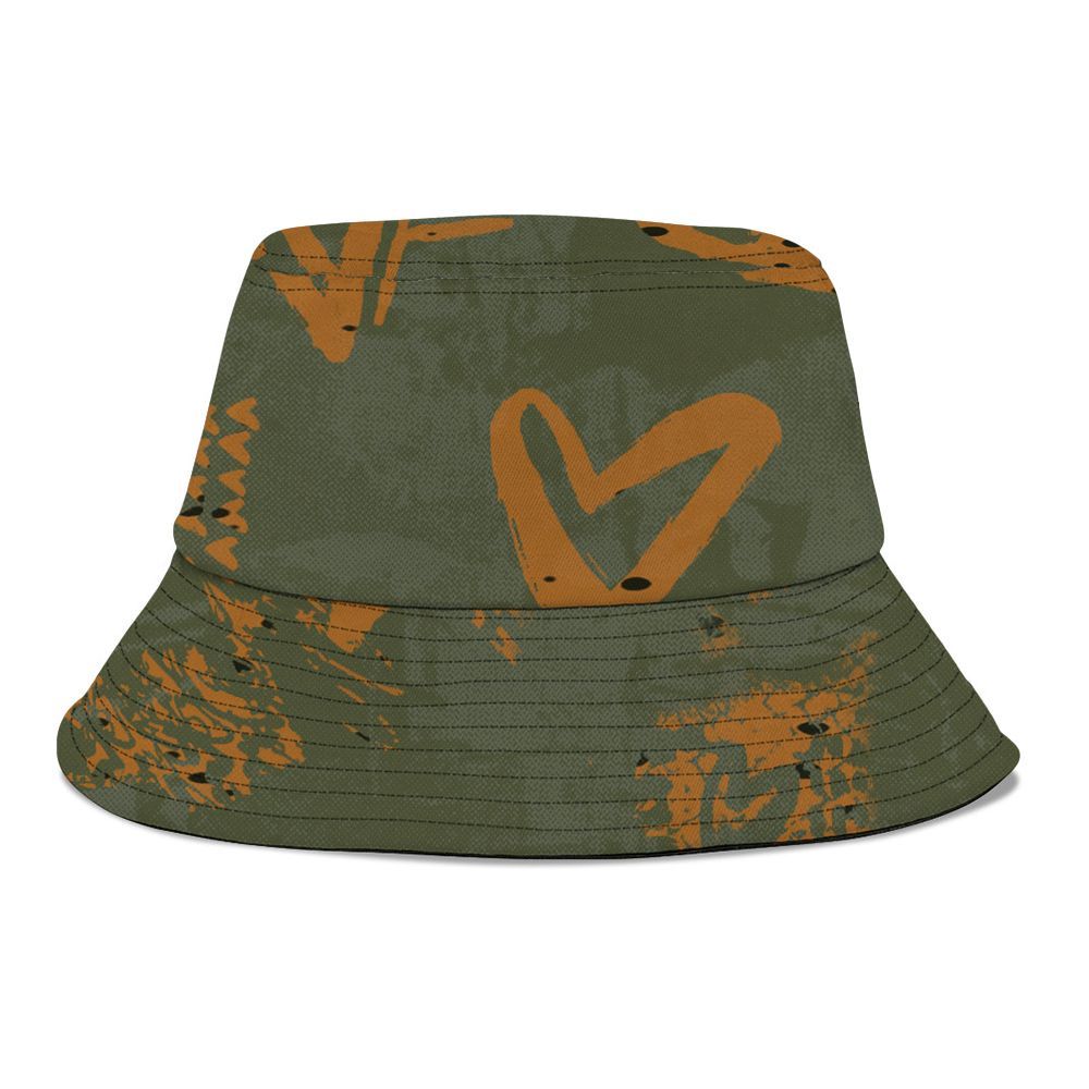 Bucket Hat To Match Olive 5s - Skull Love Graphic