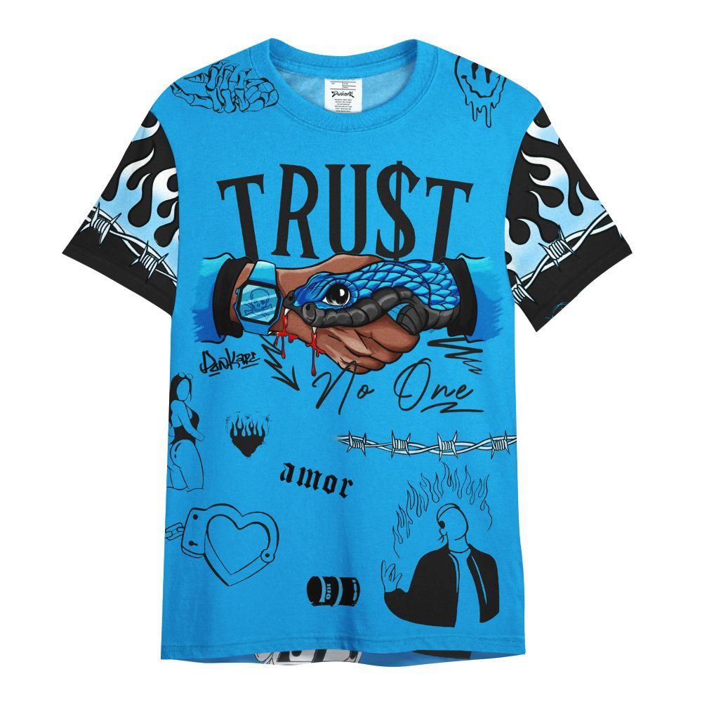 Shirt To Match Black University Blue 2022 13s - Snake Trust No One All Over Print