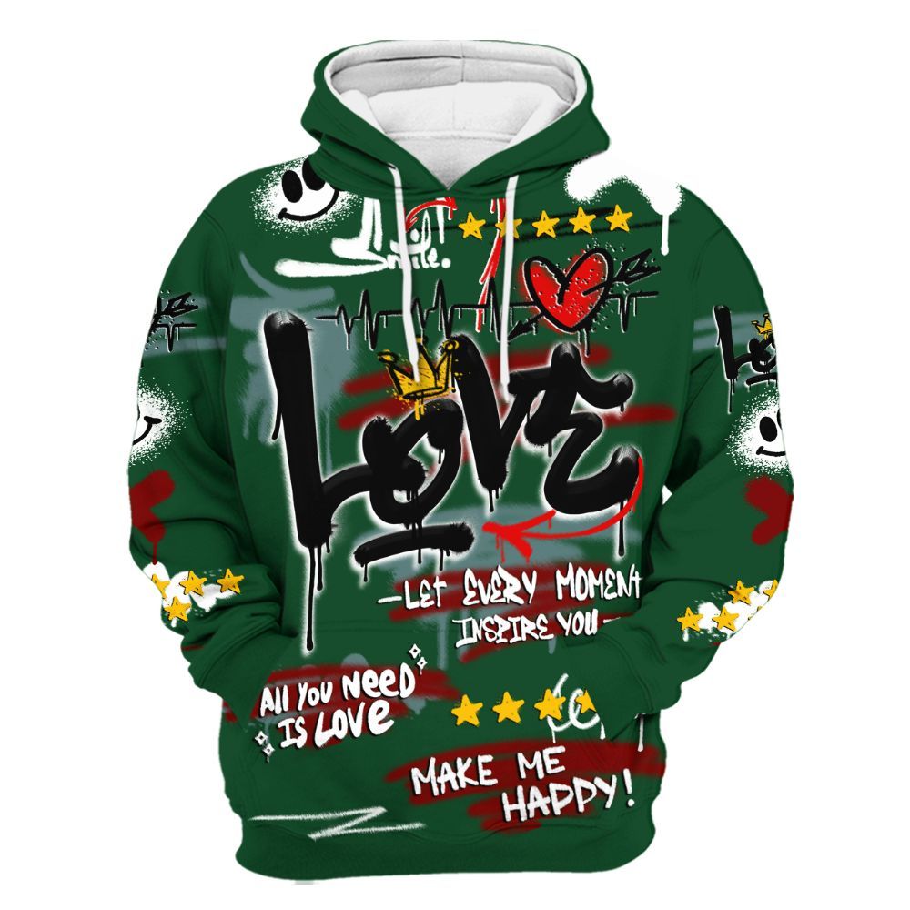 Hoodie To Match Concrete Rose 3s - Happy Love Beats Graffiti Streetwear All Over Print