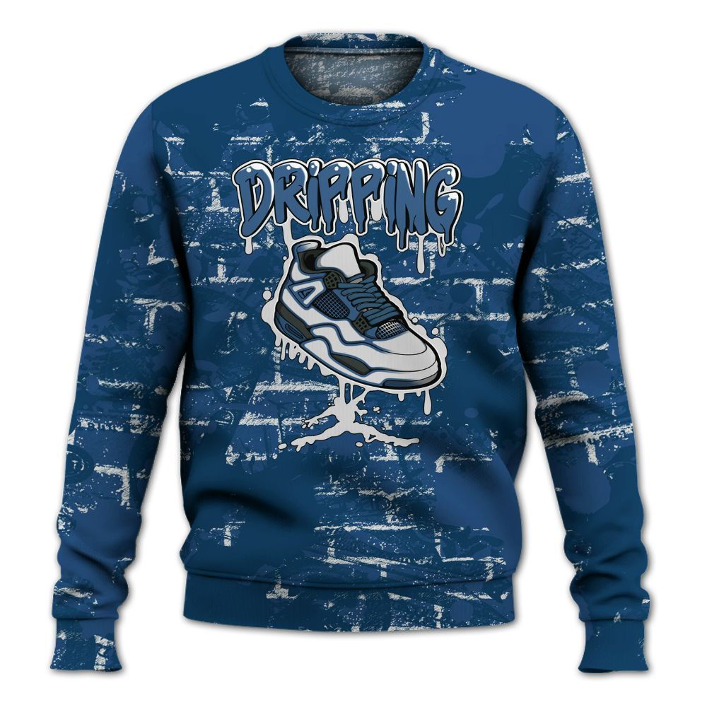 Sweatshirt To Match High OG Midnight Navy 1s - Dripping Shoe 4S Graphic Street Art All Over Print