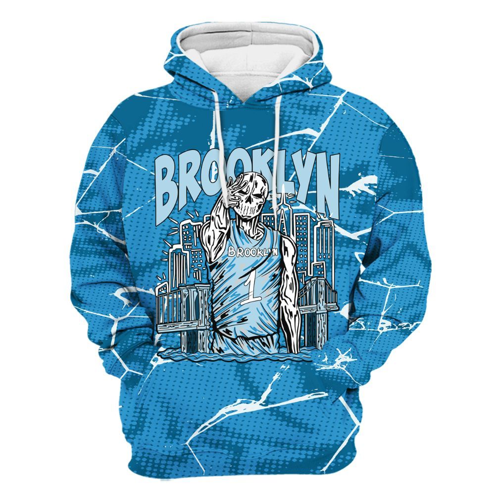 Hoodie To Match Powder Blue 9s - Brooklyn's Skeleton Crack All Over Print