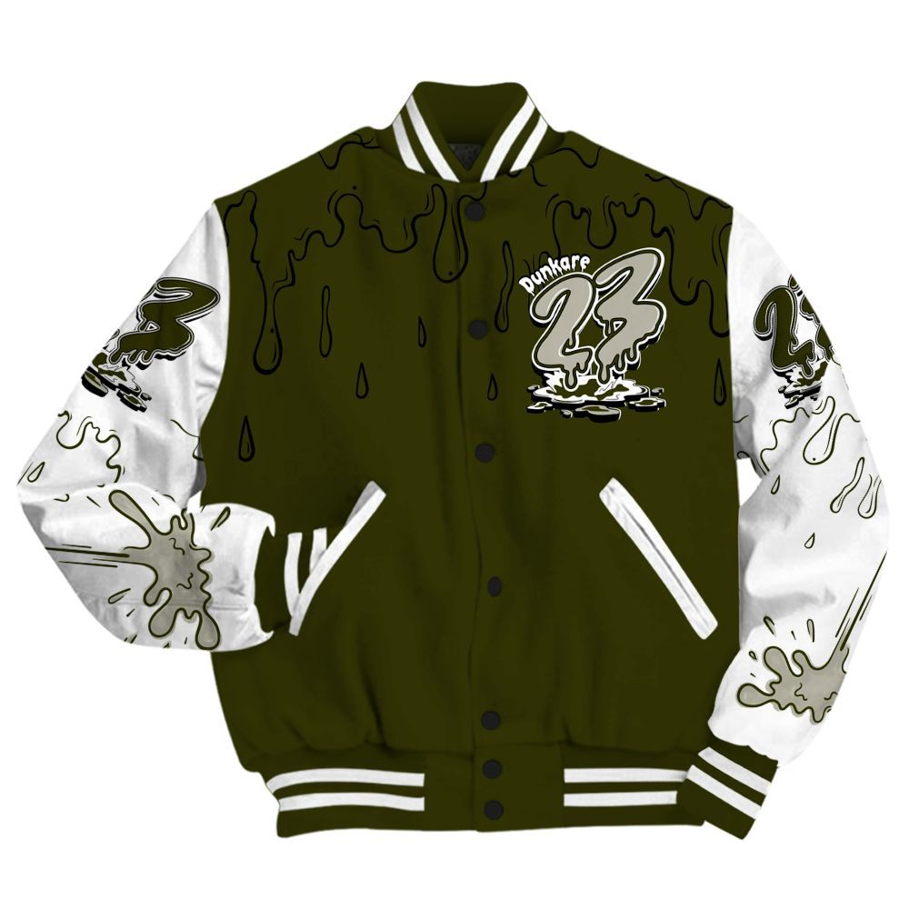 Varsity Jacket To Match Dunk Low Pale Ivory Cargo Khaki - Custom Name 23 Drip All Over Print