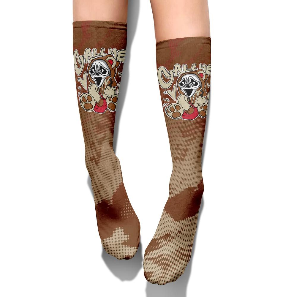 Sock To Match Archaeo Brown 5s - Call Me Bear Halloween Abstract Halftone