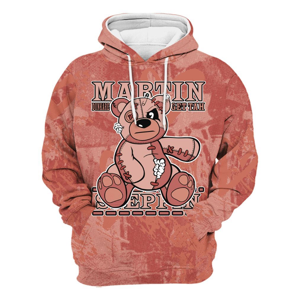 Hoodie To Match Dune Red 13s - Tah Steppin Bear Heart Grunge All Over Print