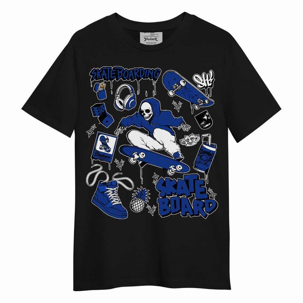 Shirt To Match Air Foamposite One Royal - Doodle Skeleton Skateboard Unisex Shirt