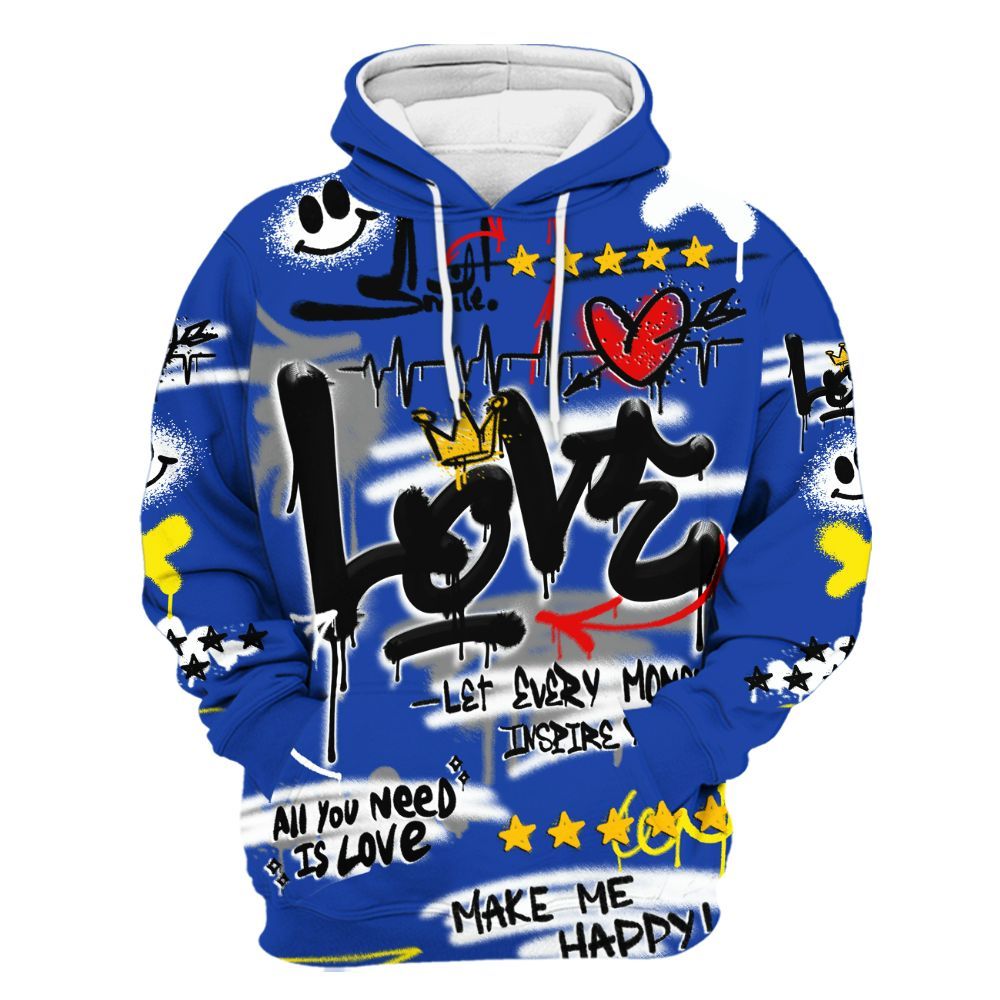 Hoodie To Match Laney 14s - Happy Love Beats Graffiti Streetwear All Over Print