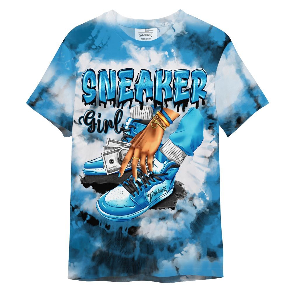 Shirt To Match Shirt Streetwear SNEAKER Girl Money Drip Tie Dye, Powder Blue 9s T-- To Match Sneaker Powder Blue 9s Graphic Tee NCT