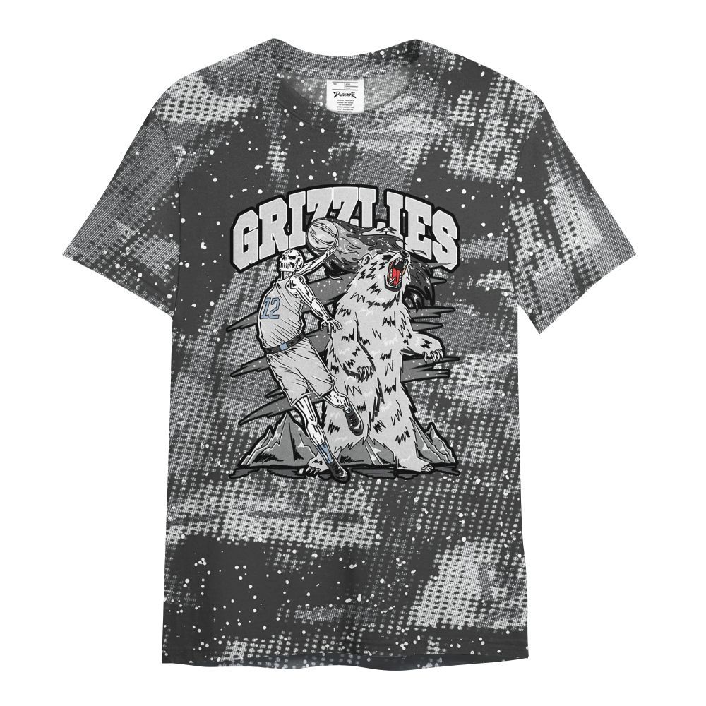 Shirt To Match Reverse Black White 6s - Grizzly Bear Skeleton Brown Sugar All Over Print