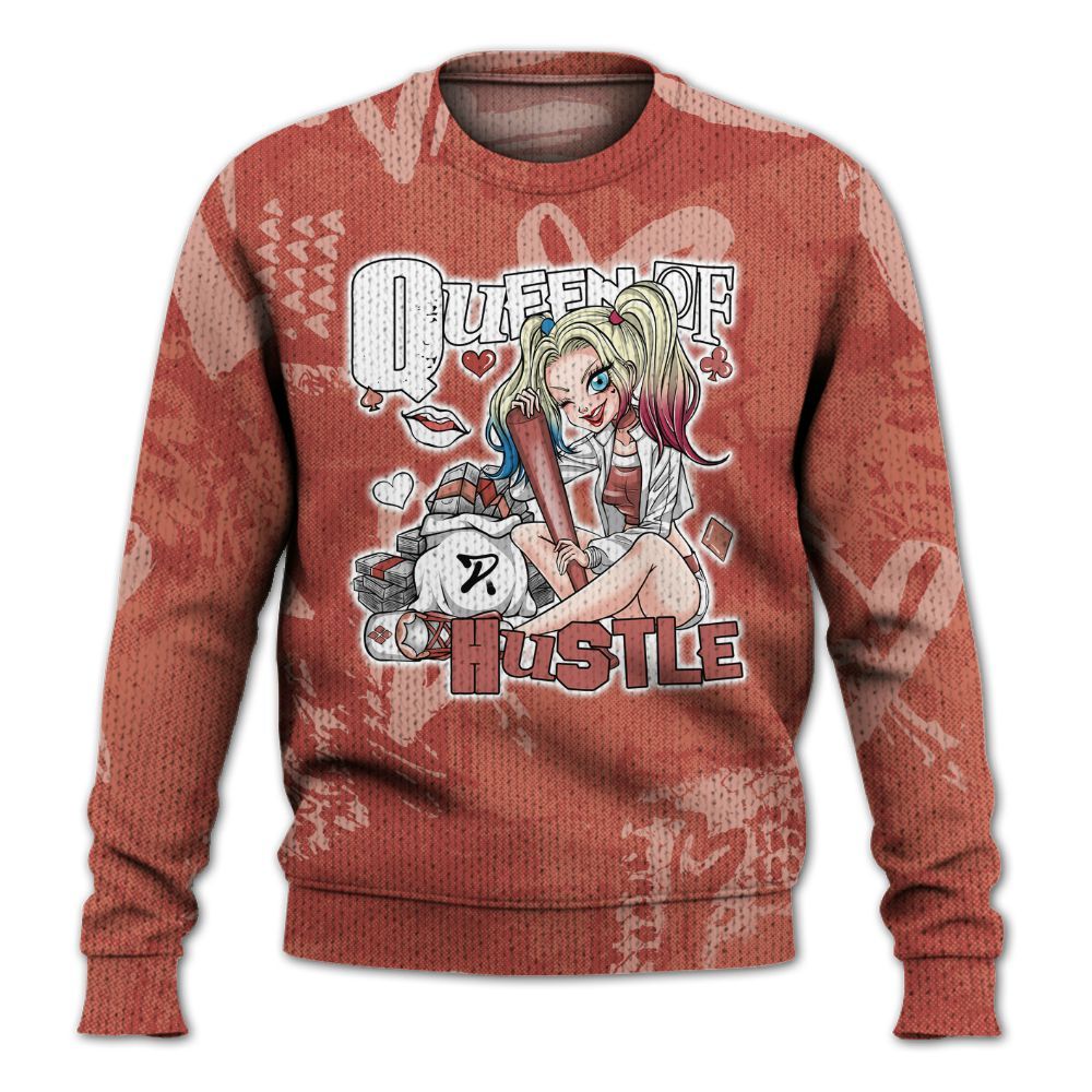 Knitted Sweater To Match Dune Red 13s - Hustles Quiinn Heart Grunge