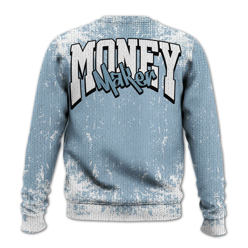 Knitted Sweater To Match Mid Ice Blue 1s - Move In Silence Money Street Retro
