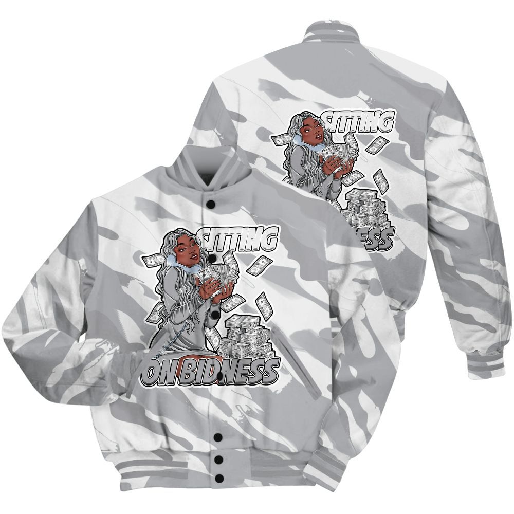 Varsity Jacket To Match Low OG Wolf Grey 1s Shirt - Bidness Colored All Over Print