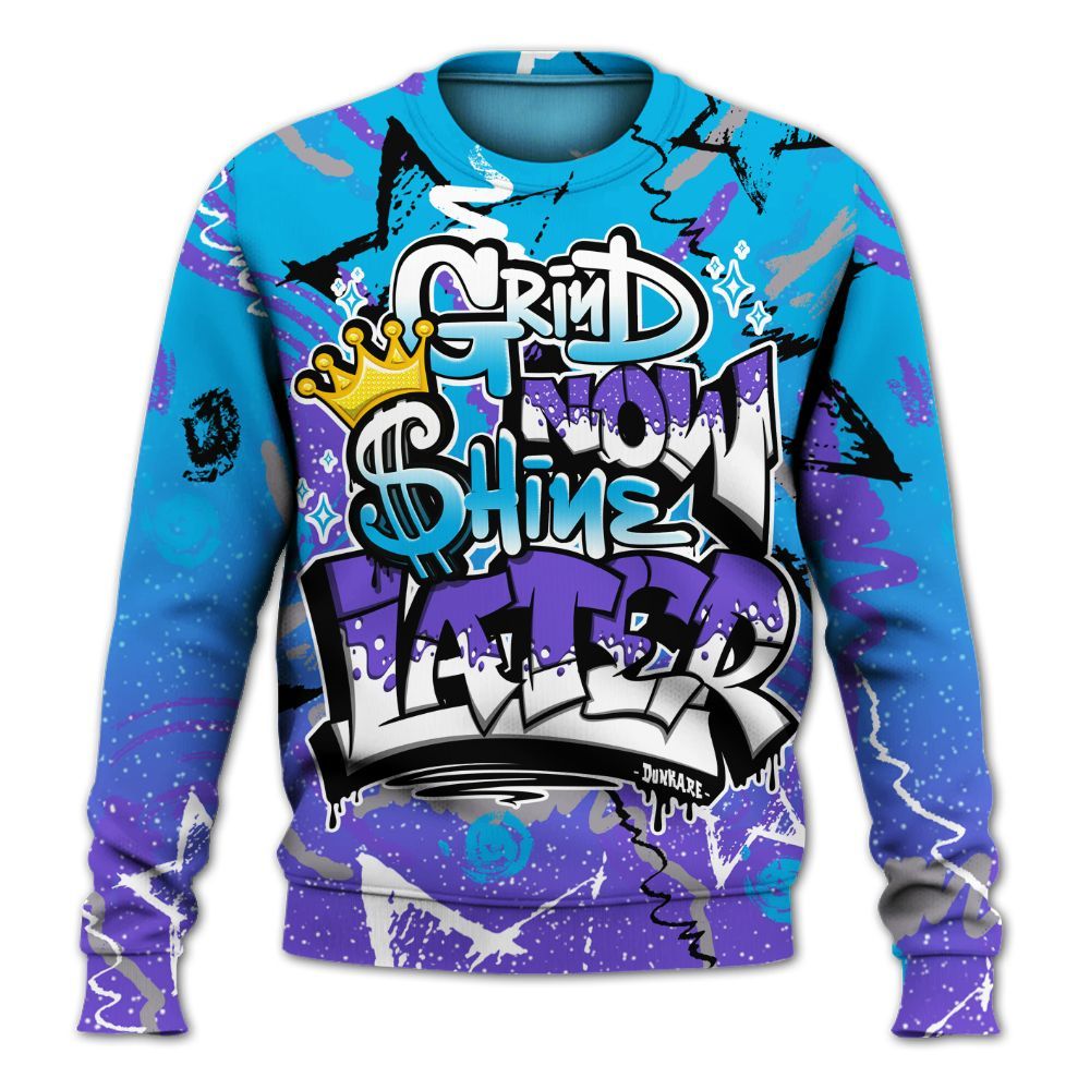 Sweatshirt To Match Retro Aqua 8s - Grind Shine Later Drip All Over Print