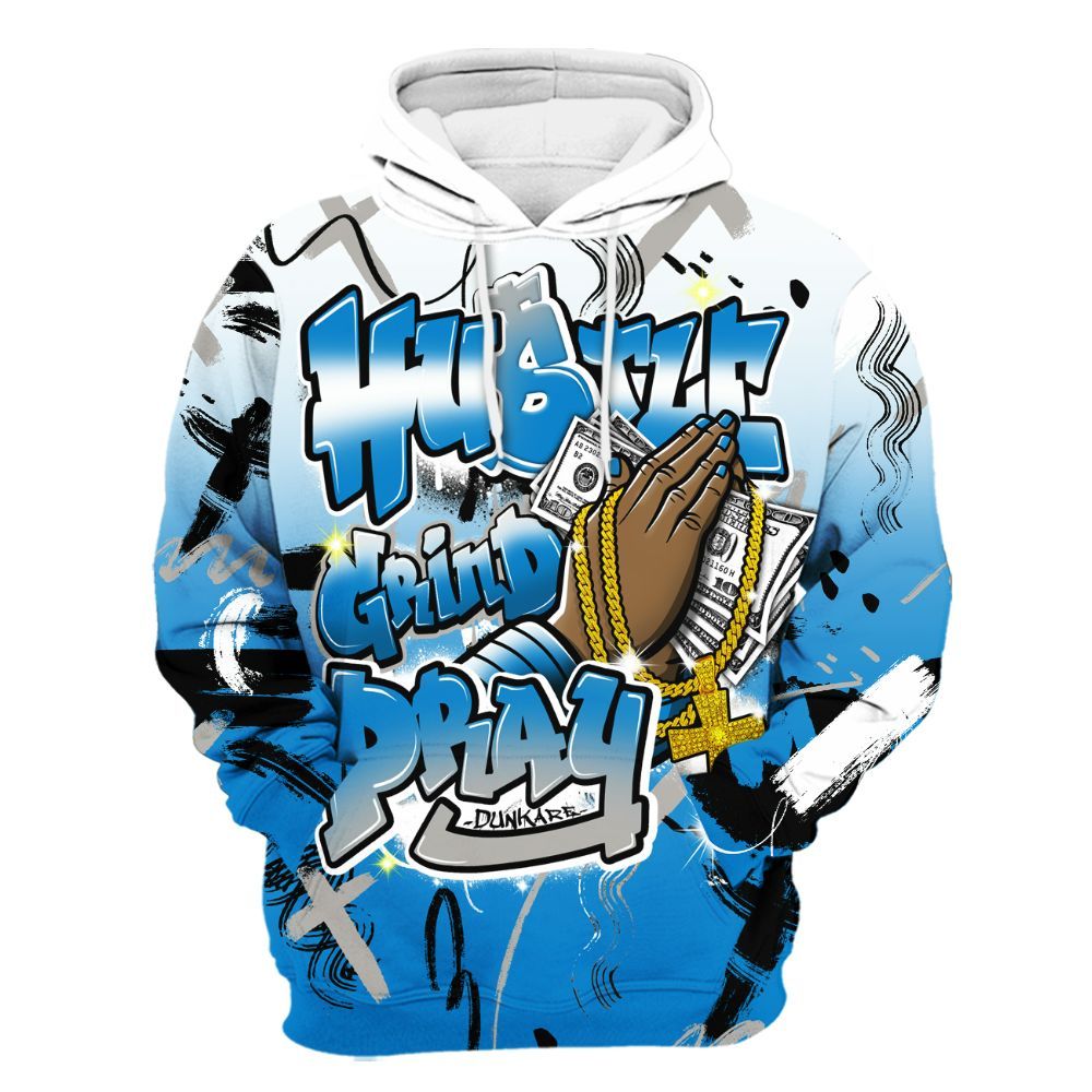 Hoodie To Match Industrial Blue 4s - Money Hustle Grind Pray All Over Print