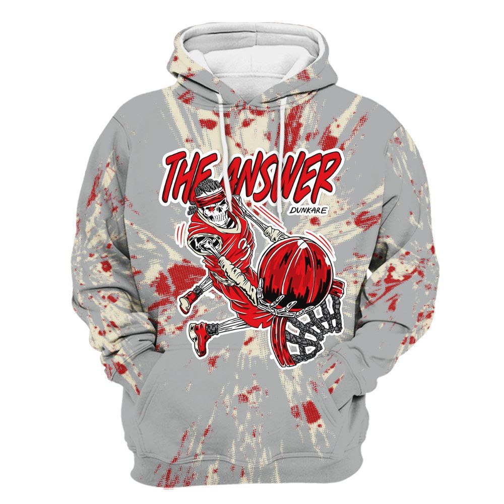 Hoodie To Match Cement Grey 3s - The Answer Skeleton Luxury All Over Print