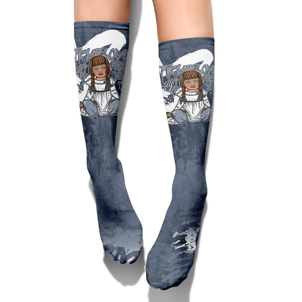 Sock To Match Low Diffused Blue 11s - Genuine Loves Bear Halloween Heart Grunge