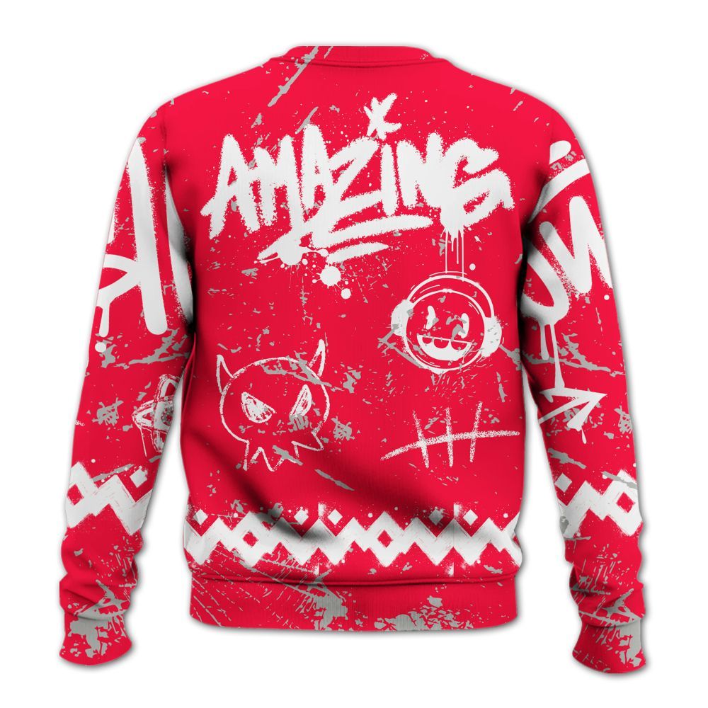 Sweatshirt To Match Retro Fire Red 3s - Friday Sneaker Crayon All Over Print