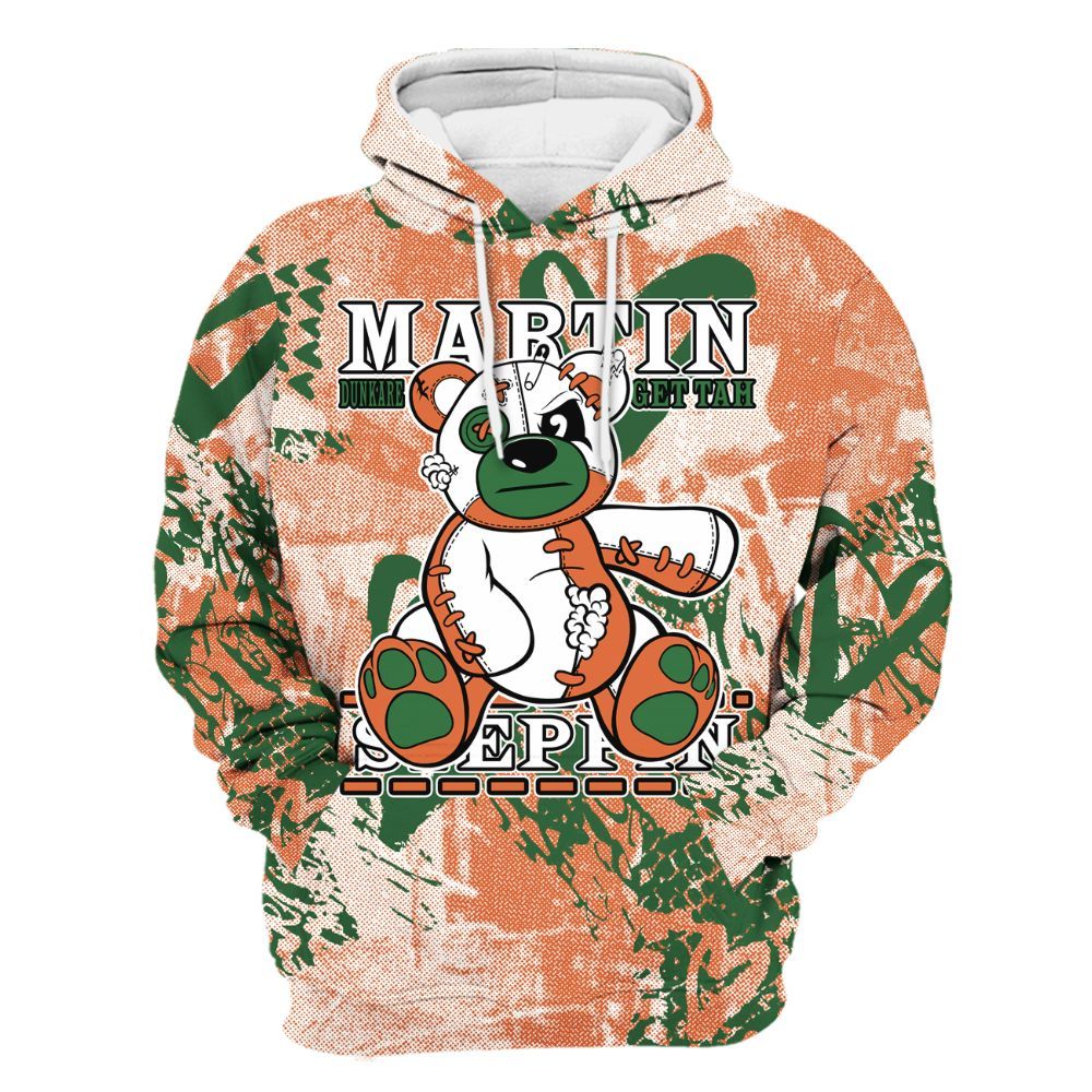 Hoodie To Match Low Miami 5s - Tah Steppin Bear Heart Grunge All Over Print