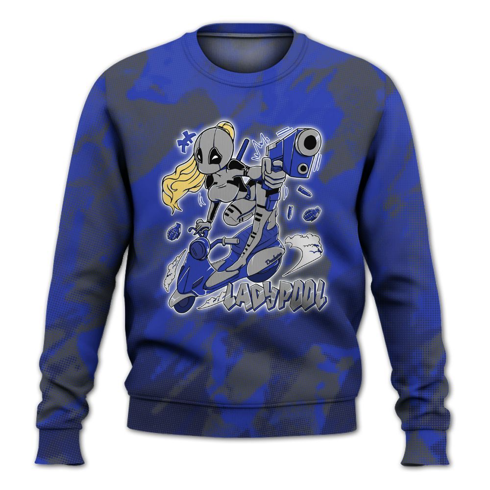 Sweatshirt To Match Air Max Plus Black Racer Blue - Lady Pool Cartoon Abstract Halftone All Over Print