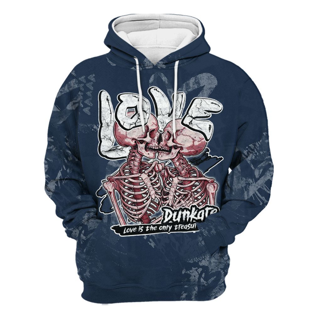 Hoodie To Match White Midnight Navy 6s - Skull Love All Over Print